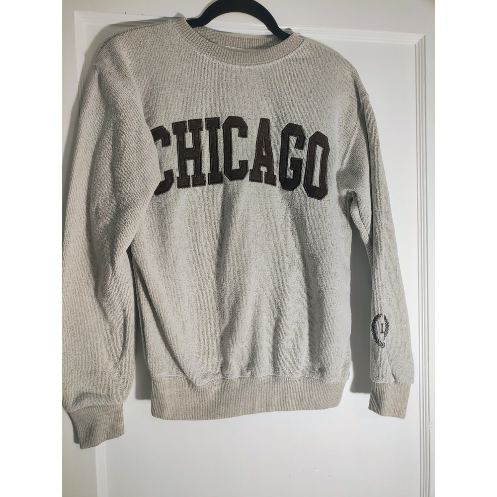 New York Popular Chicago Sweatshirt Small Gray Varsity Collegiate Crewneck